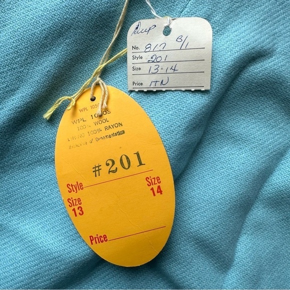 Vintage Deadstock Douglas Marc wool pencil skirt green midi made in USA teal - Picture 3 of 12